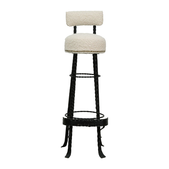 1950s Spanish Hammered And Wrought Iron Bar Stool (6 available)
