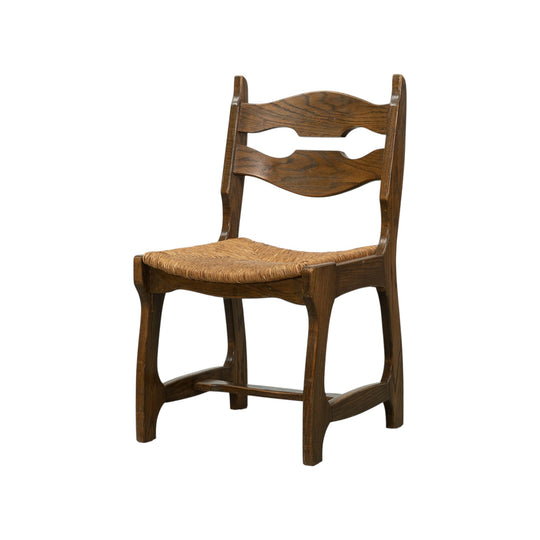 Guillerme & Chambron Side Chairs in Rush and Oak (12 Chairs Available)
