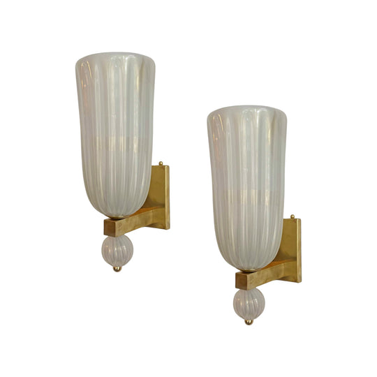 Pair of Pearlescent Murano Wall Sconces