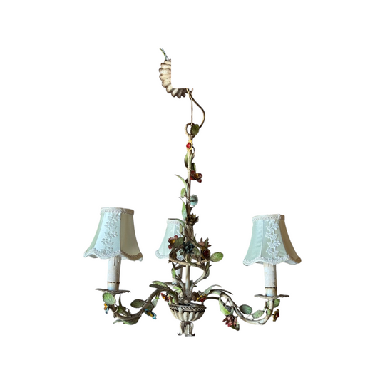 Vintage Italian Toleware Floral Chandelier