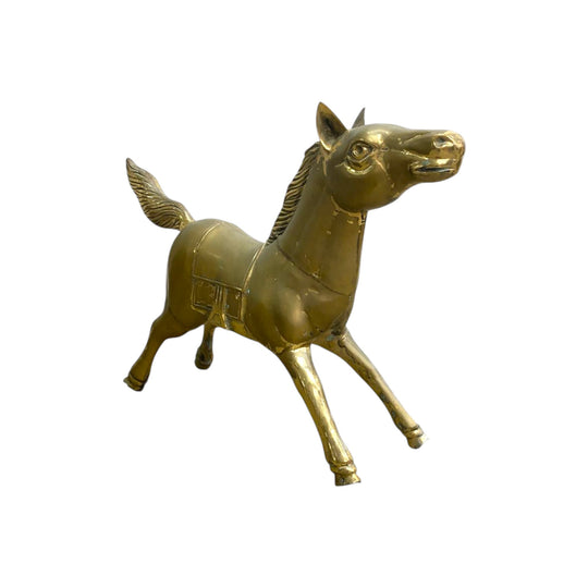 Large Vintage Brass Horse Decorative Floor Sculpture Figurine