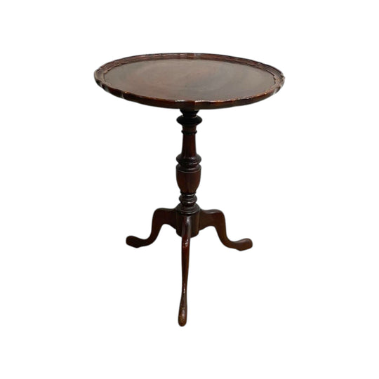 Vintage Mahogany Tri Foot Table With Piecrust Edge