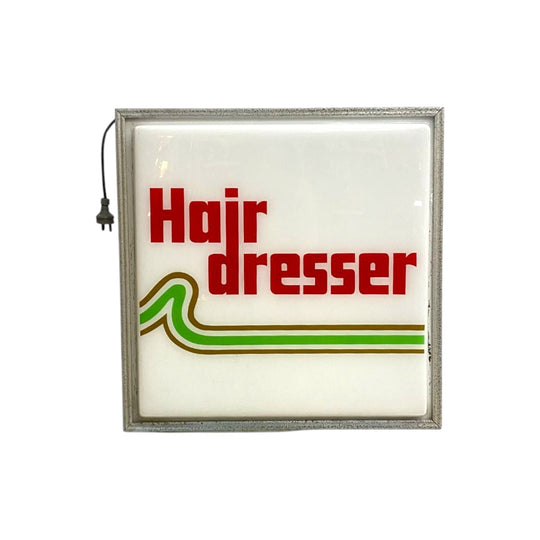 Vintage Mid Century Illuminated Hairdresser Hair Salon Sign