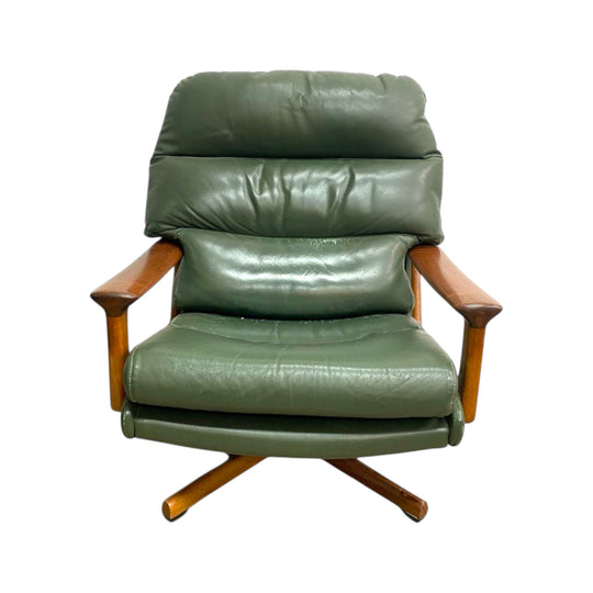 Vintage Mid Century Tessa T21 Leather Swivel Armchair