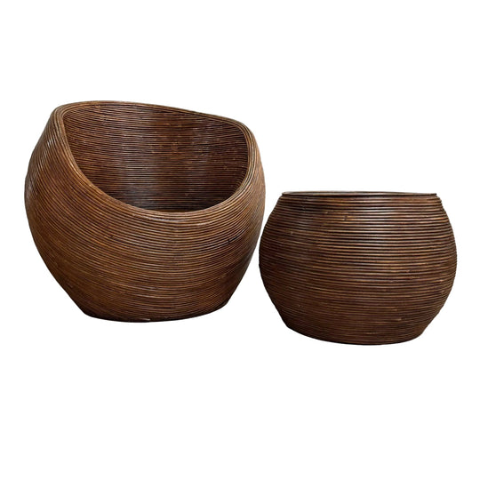 Vintage Pencil Reed 'Pod' Armchair And Side Table*