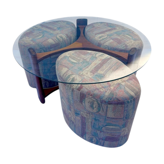 Rondo Coffee Table by TH Brown & Sons with x3 Original Ottomans
