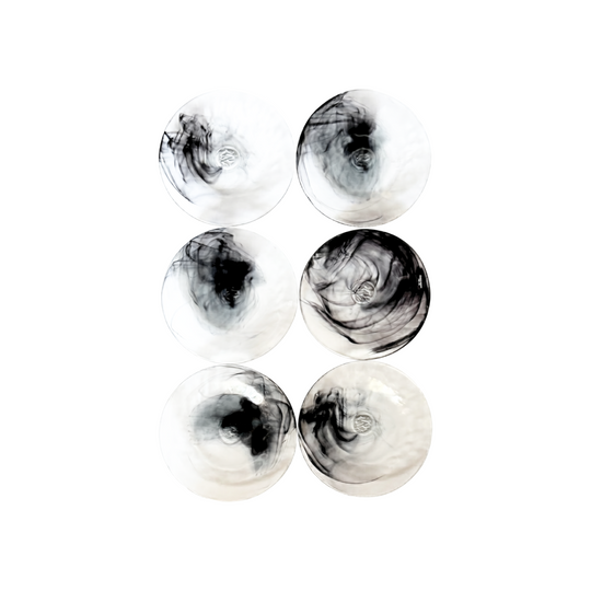 Six 'Mine' Series Glass Plates,  Designed by Ulrica Hydman Vallien (1938-2018) for Kosta Boda, Circa 2002-2010