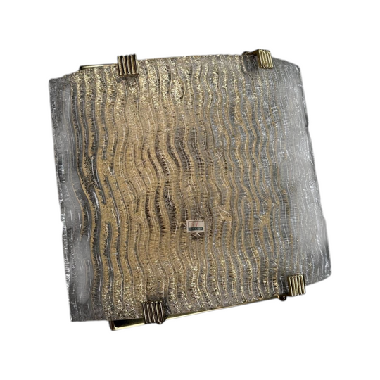 1970s Italian Murano Glass and Brass Wall Sconces