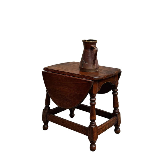 French Louis Philipe Style Oak Swivel Drop Leaf Table