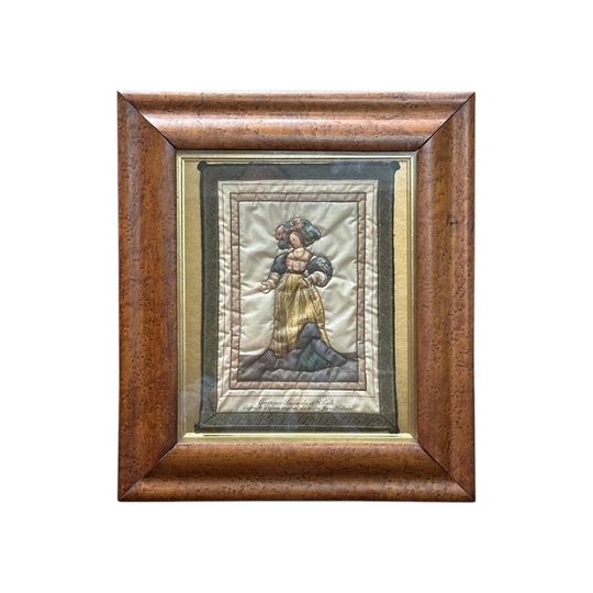 Birds eye maple framed embroidery front profile c.1840