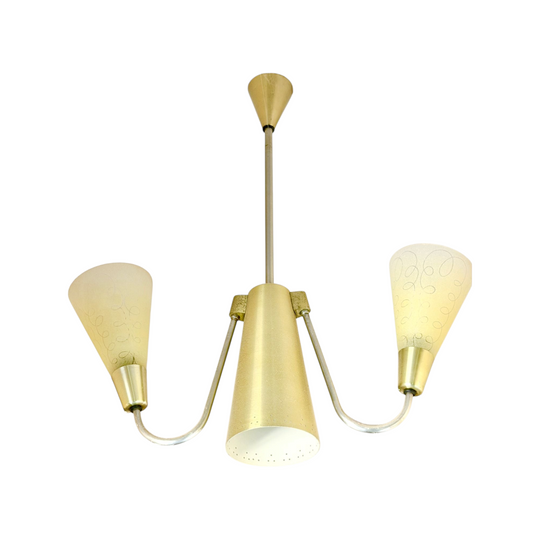 Anodised Aluminium and Glass Retro Light Fitting