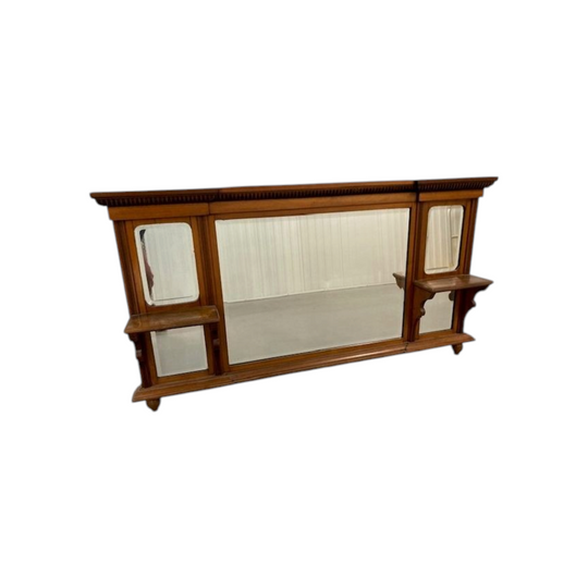 ELEGANTLY FUNCTIONAL ANTIQUE WALNUT OVERMANTLE MIRROR