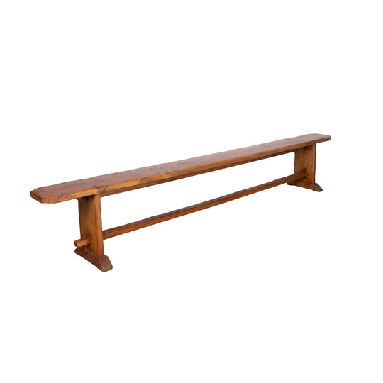 Two Available: Beautiful solid Trestle bench seat with stretcher bar from the Haute Savoie