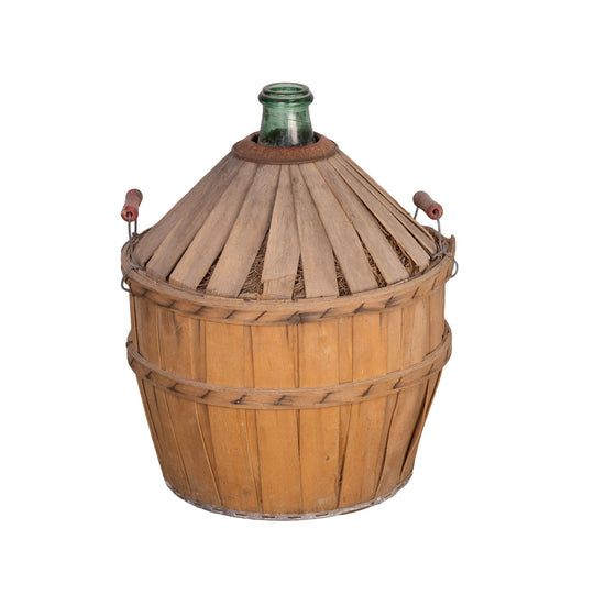 Antique French Demi John wine bottle in casing from Provence - part of a larger collection