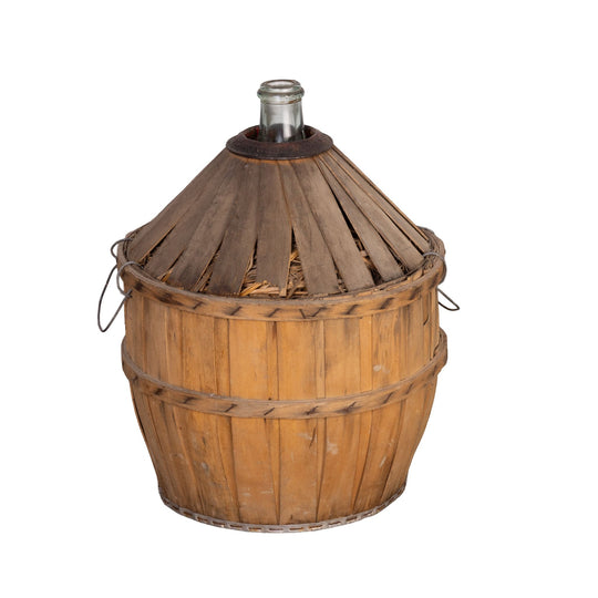 Antique French Demi John wine bottle in casing from Provence - part of a larger collection