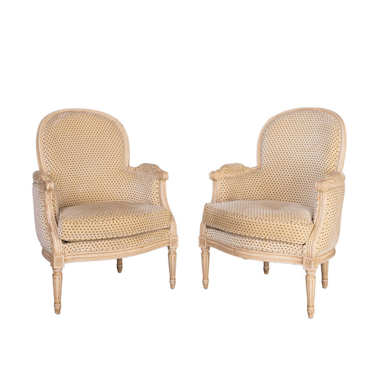 Pair of Vintage French upholstered 'fauteuils' from Provence