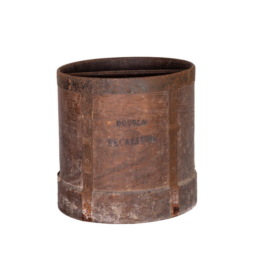 Antique French timber Grain Measure with metal bracing from the French Alps