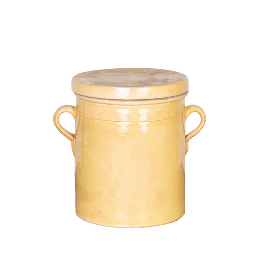 Antique French yellow glazed confit pot from Provence