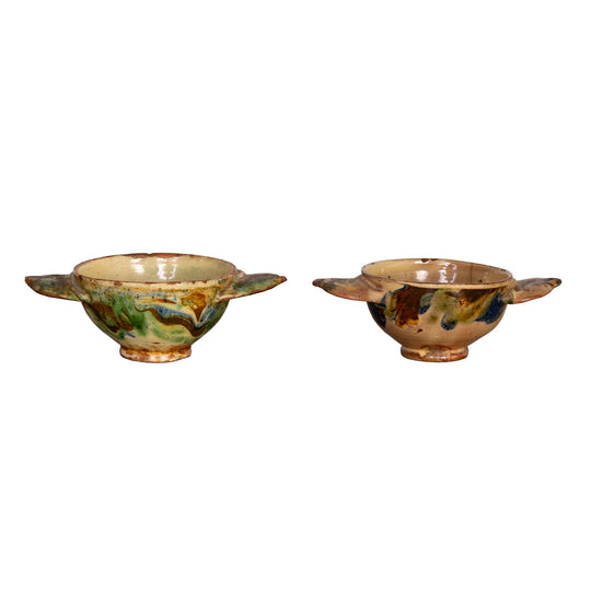 Pair of small ceramic glazed bowls from Provence