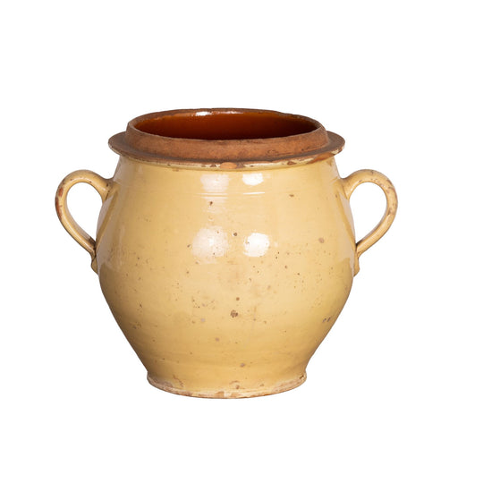 Antique French Yellow Glazed Confit Pot from Provence