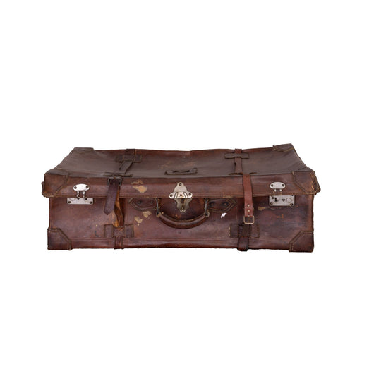 Vintage French Leather Suitcase from Annecy