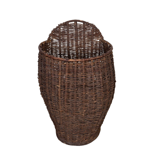 Antique French hand woven wicker winemakers grape picking basket from Provence