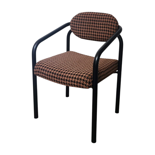 4x Upcycled Black and Brown Chevron Chairs