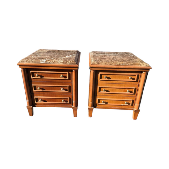 Vintage-Style Nightstands with Marble Top