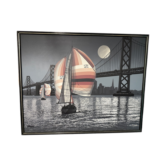 Vintage Letterman Original - San Francisco Bay Sailboats