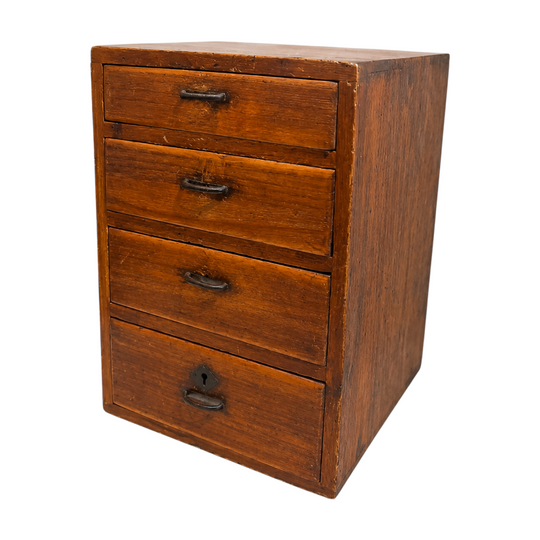 Vintage Wooden Apothecary Chest 4 Drawer Desktop Organiser