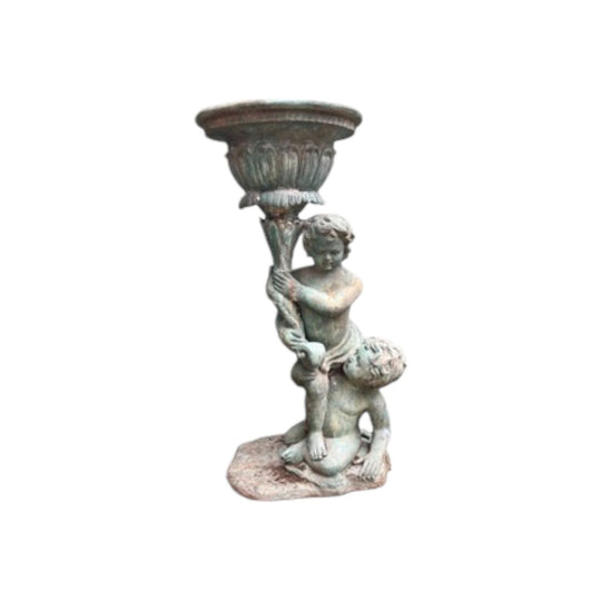 A 19th CENTURY BRONZE GARDEN FOUNTAIN