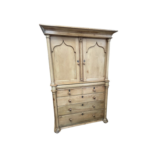 A  19th century English Pine Linen Press on chest. Circa 1870.