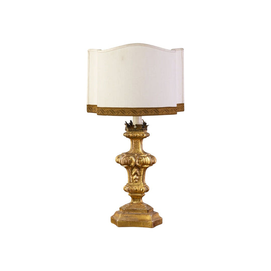 A 19th Century Giltwood Pricket Candlestick Converted to a Table Lamp