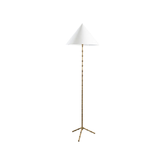 A Brass Faux Bamboo Floor Lamp in the Manner of Maison Bagues (2 available)