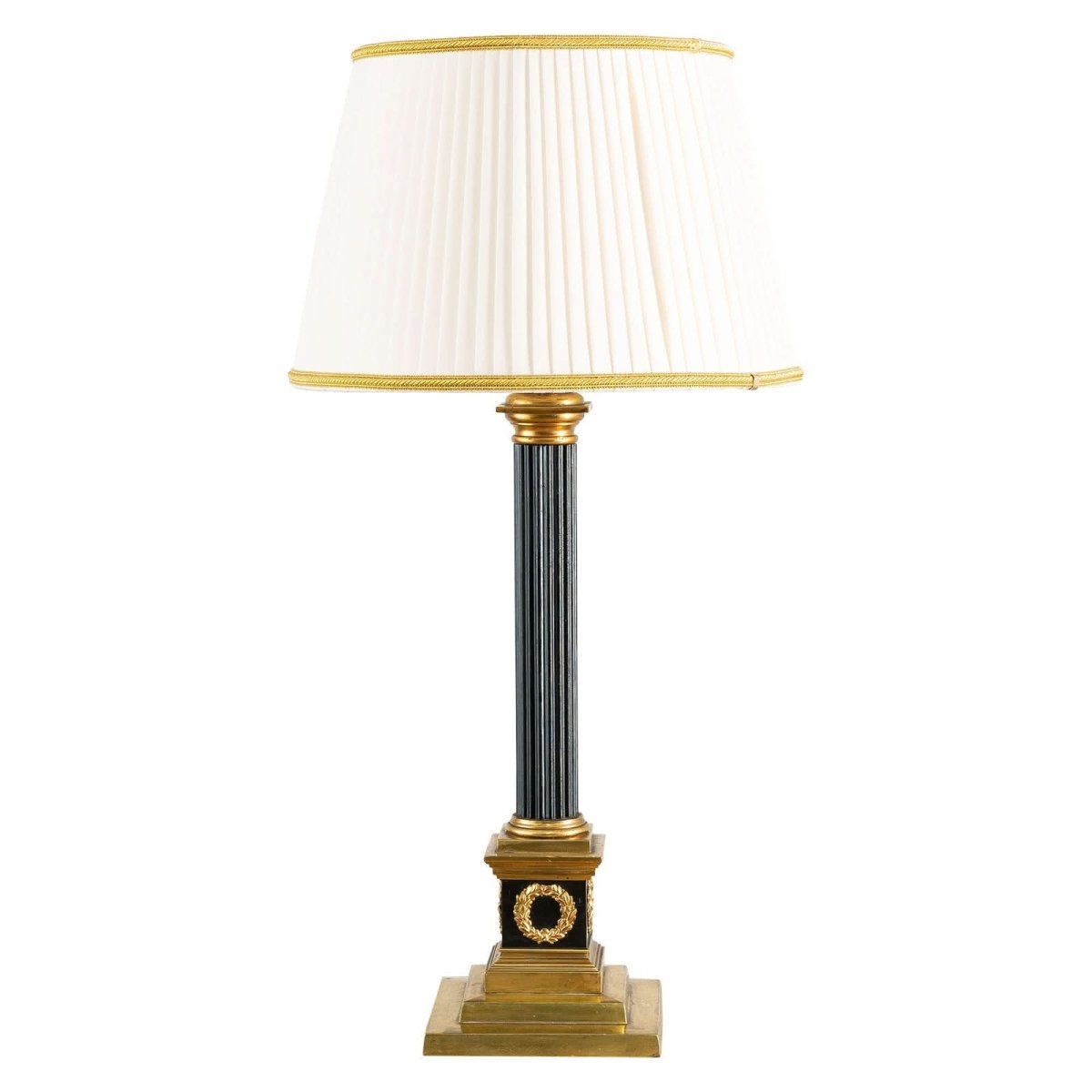 A Empire Style Patinated Bronze and Lacquered Brass Corinthian Column Table Lamp | Bazaa | Designer, Vintage and Antique Furniture