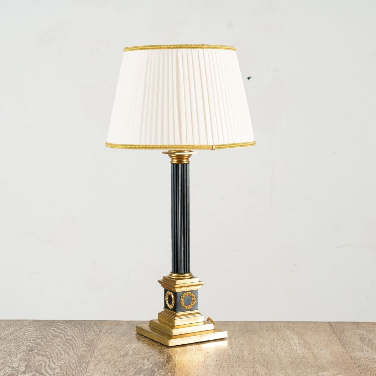 A Empire Style Patinated Bronze and Lacquered Brass Corinthian Column Table Lamp | Bazaa | Designer, Vintage and Antique Furniture