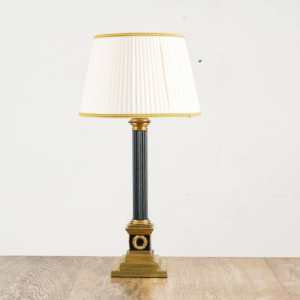 A Empire Style Patinated Bronze and Lacquered Brass Corinthian Column Table Lamp | Bazaa | Designer, Vintage and Antique Furniture