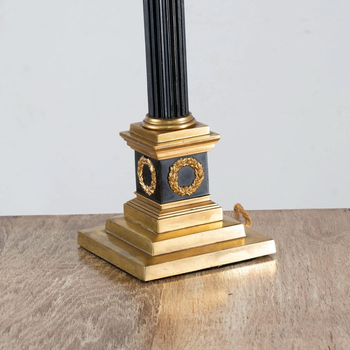 A Empire Style Patinated Bronze and Lacquered Brass Corinthian Column Table Lamp | Bazaa | Designer, Vintage and Antique Furniture
