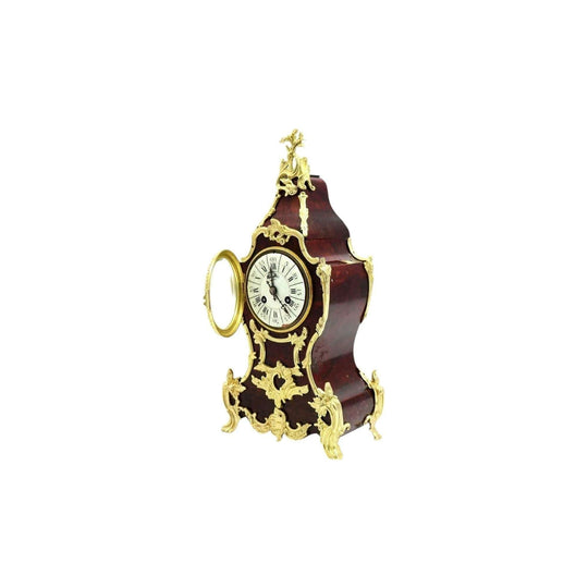 A fine antique French red laqueur Rococo mantel clock