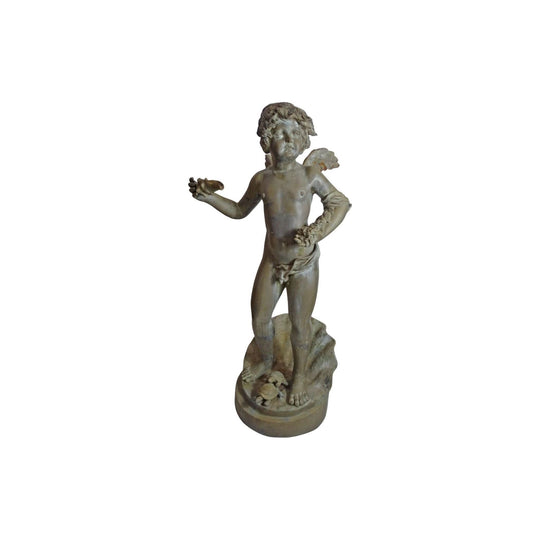 A fine bronze boy garden statue fountain