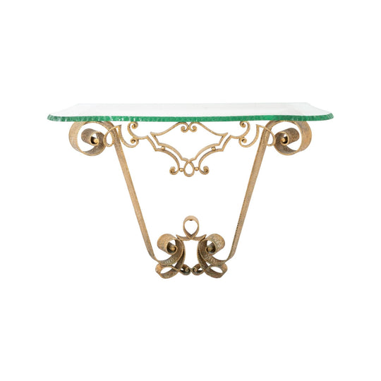 A Gilt Wrought Iron Console by Pier Luigi Colli for Cristal Arte