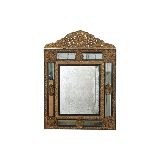 A Large 18th Century Gilt Metal Repousse Cushion Mirror