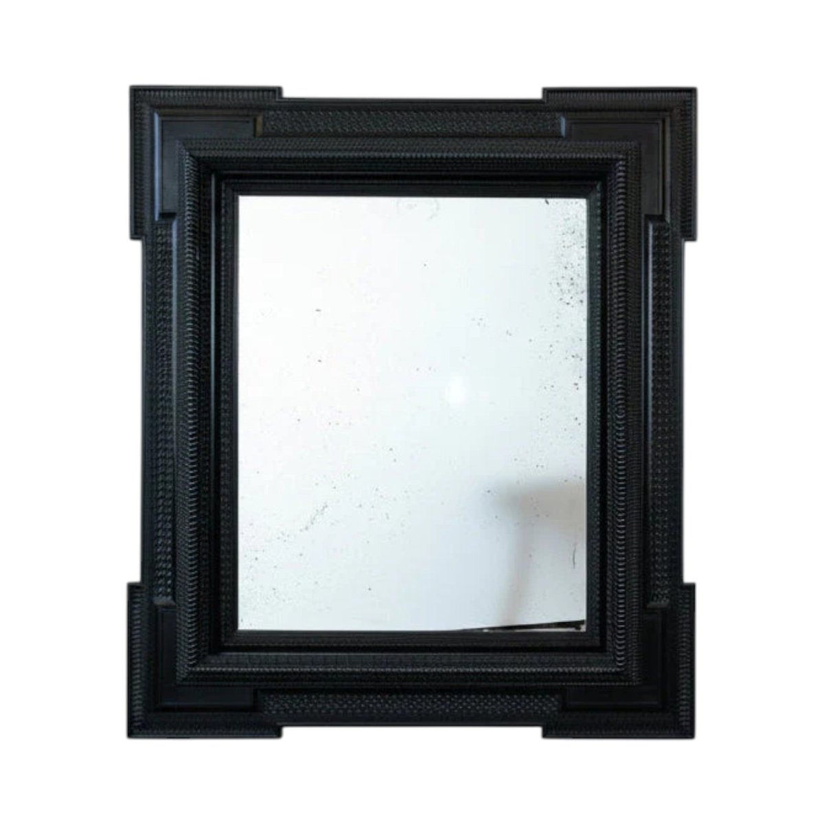 A Large 19th Century Italian Ebonised Square Mirror with outset corners | Bazaa | Designer, Vintage and Antique Furniture