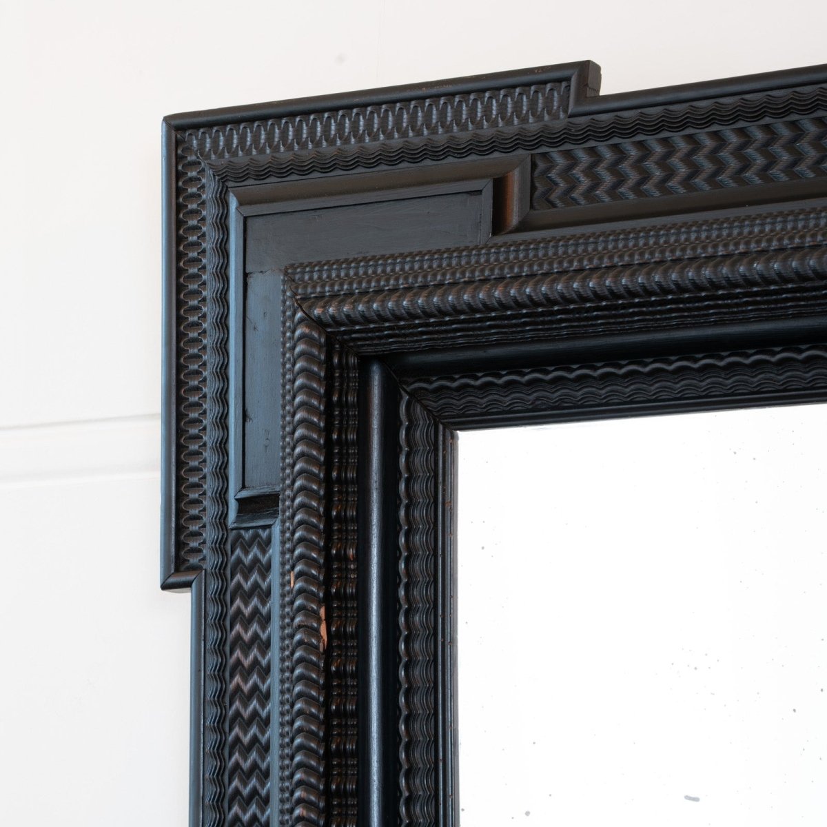 A Large 19th Century Italian Ebonised Square Mirror with outset corners | Bazaa | Designer, Vintage and Antique Furniture