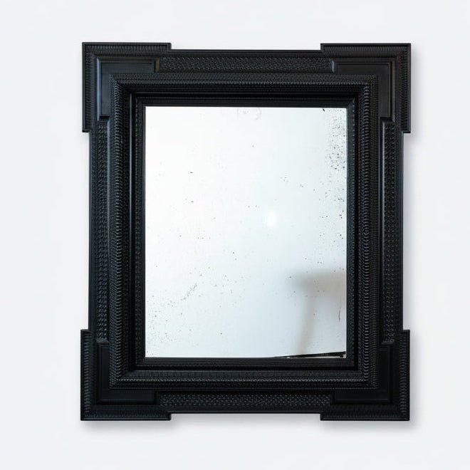 A Large 19th Century Italian Ebonised Square Mirror with outset corners | Bazaa | Designer, Vintage and Antique Furniture