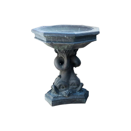 A large neoclassical bronze birdbath fountain