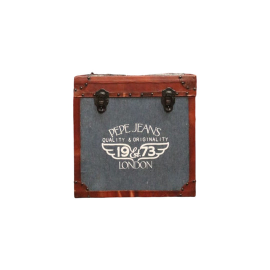 A Leather bound Denim Storage Box or Toy Shoe Box by Pepe Jeans Est 1973 London.