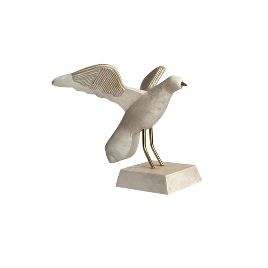 A Maitland Smith Seagull Form Sculpture in Tessellated Marble Stone Pencil Reed and Brass, Art Deco Revival 1970-1979
