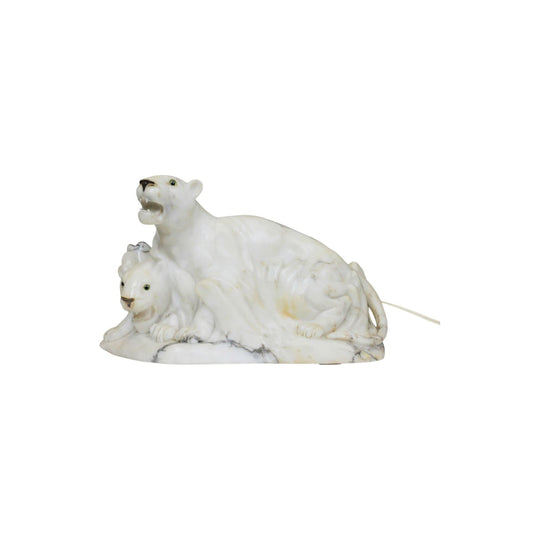 A Marble Lioness Table Lamp