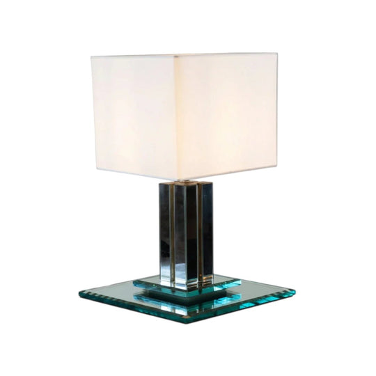 A Modernist Glass and Chrome Table Lamp, Mid to late 20th Century